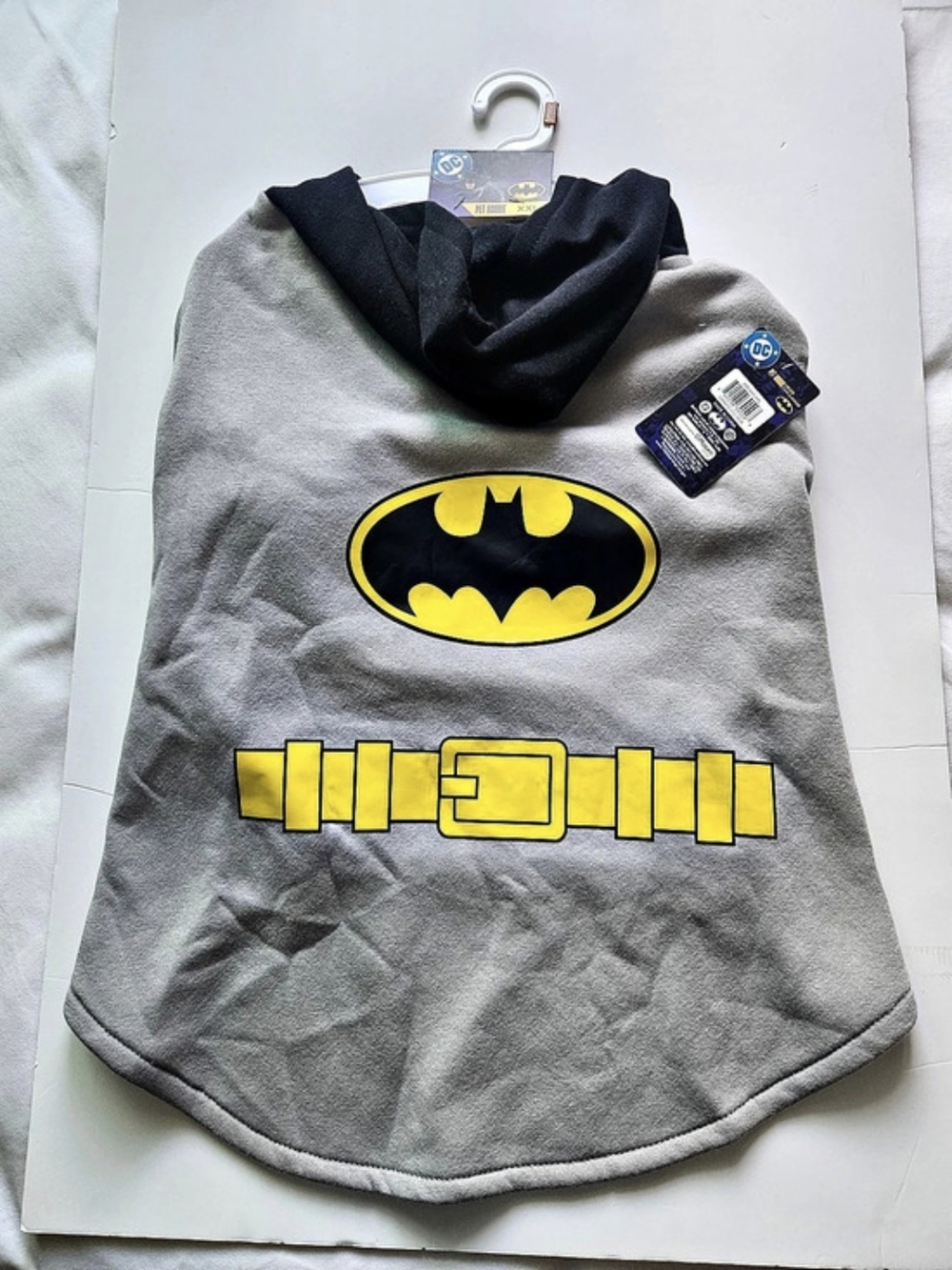 DC Comics Batman Pet Hoodie Gray Batman Dog Hoodie XXL NWT